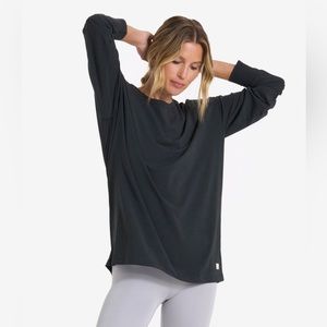 Vuori Long Sleeve Feather Tee Women's Lightweight Cotton Tee Washed Black